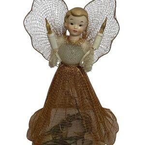Vintage Angel Tree Topper with Gold Wings Working